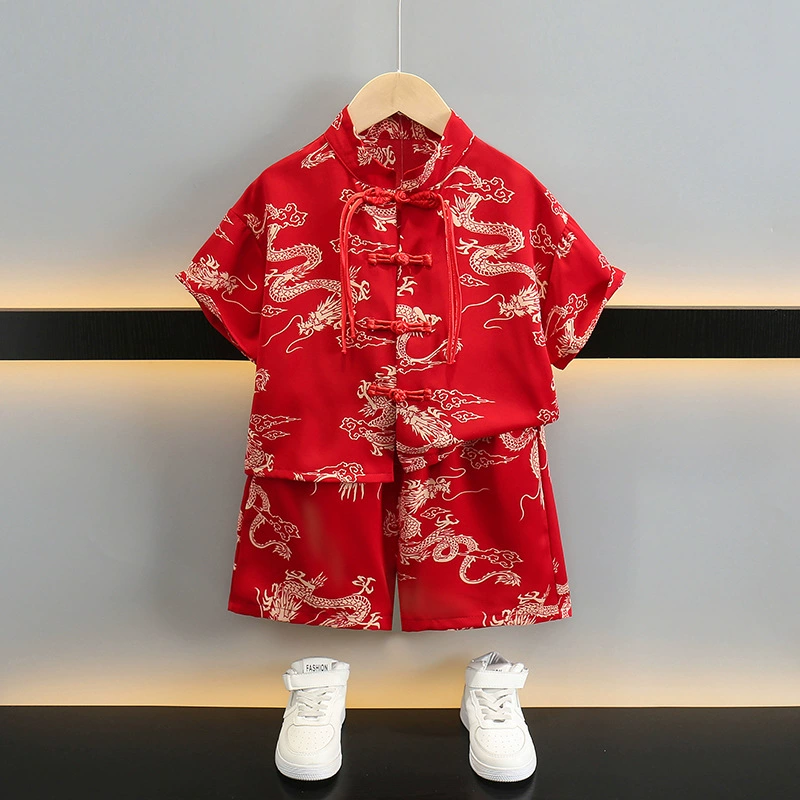 Детская Одежда для мальчиков Hanfu Детская летняя одежда костюм детский летний новый костюм в китайском стиле Tang одежда годовое платье