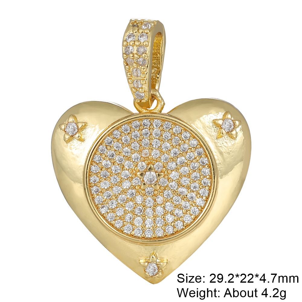 5g Weight Pendant Jewelry Making Type Rhinestones Inlay Material DIY Jewelry Accessories Classification 1 Piece Quantity Copper Material Heart Shape Pattern Plating Design Casual, Retro, Classic Style Style 1 Piece Copper Rhinestones Heart Shape Pendant 6