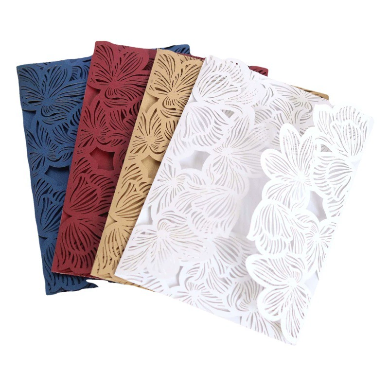 Amazon Deep Blue Лазерный Конверт Обручальное Приглашение Свадебное Приглашение Полая Поздравительная Открытка Фабрика Оптовые Прямые Продажи