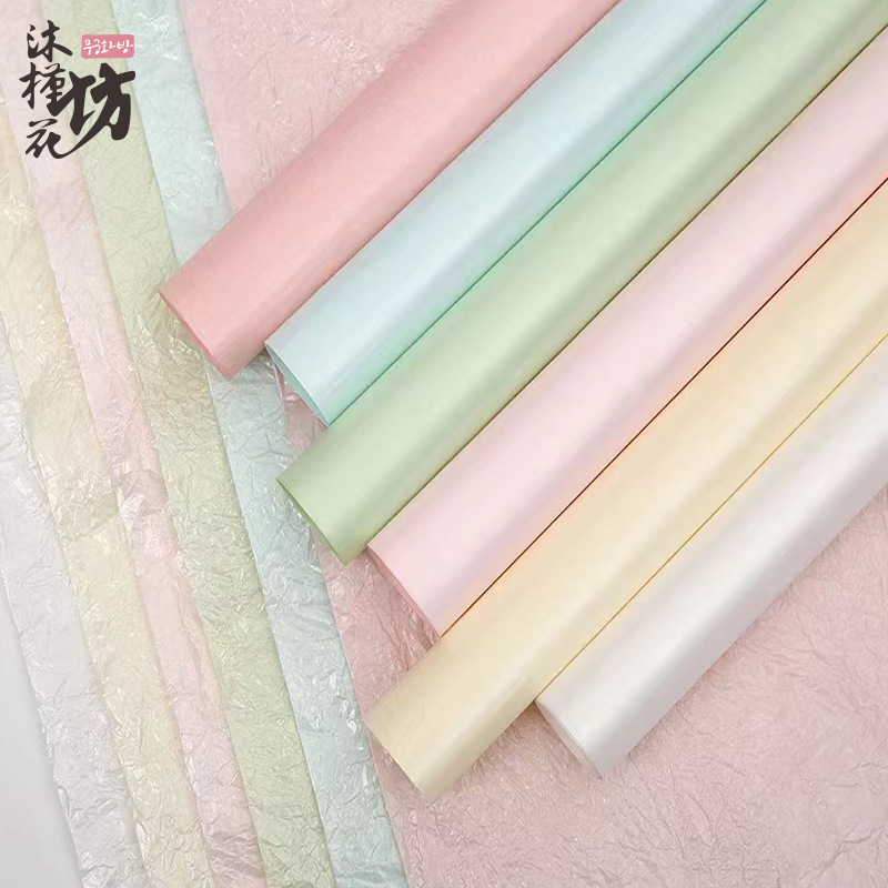 Papier de bouquet coloré nacré épaissi de 38g pour emballage de fleurs, matériaux de bricolage, vente en gros du fabricant