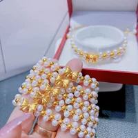 999 Золотой 5D безводородный жемчужный браслет с бантом маленький сладкий картофель чистая красная беглая принцесса 5G золотые бусины с бабочкой