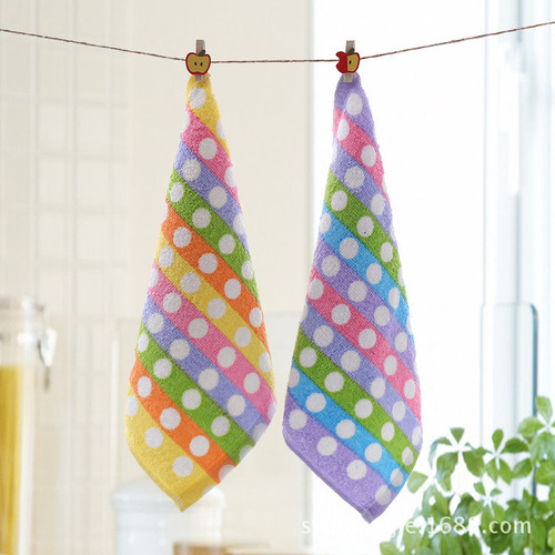 New cartoon small towels, children's small square towels, baby square towels, saliva towels, kindergarten hanging towels with hooks