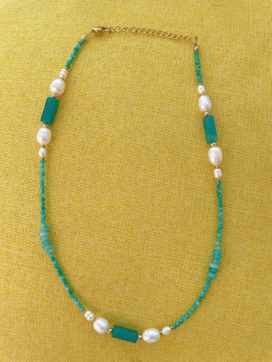 25g Weight Beads Pendant Material Necklace Classification Titanium Steel Chain Material 1 Piece Quantity Holiday, Daily Occasion Beaded, natural stone, Titanium Steel Material Geometric Pattern Women's Gender Beaded Design Simple Style Style Simple Style Geometric Beaded Natural Stone Titanium Steel Necklace In Bulk 38