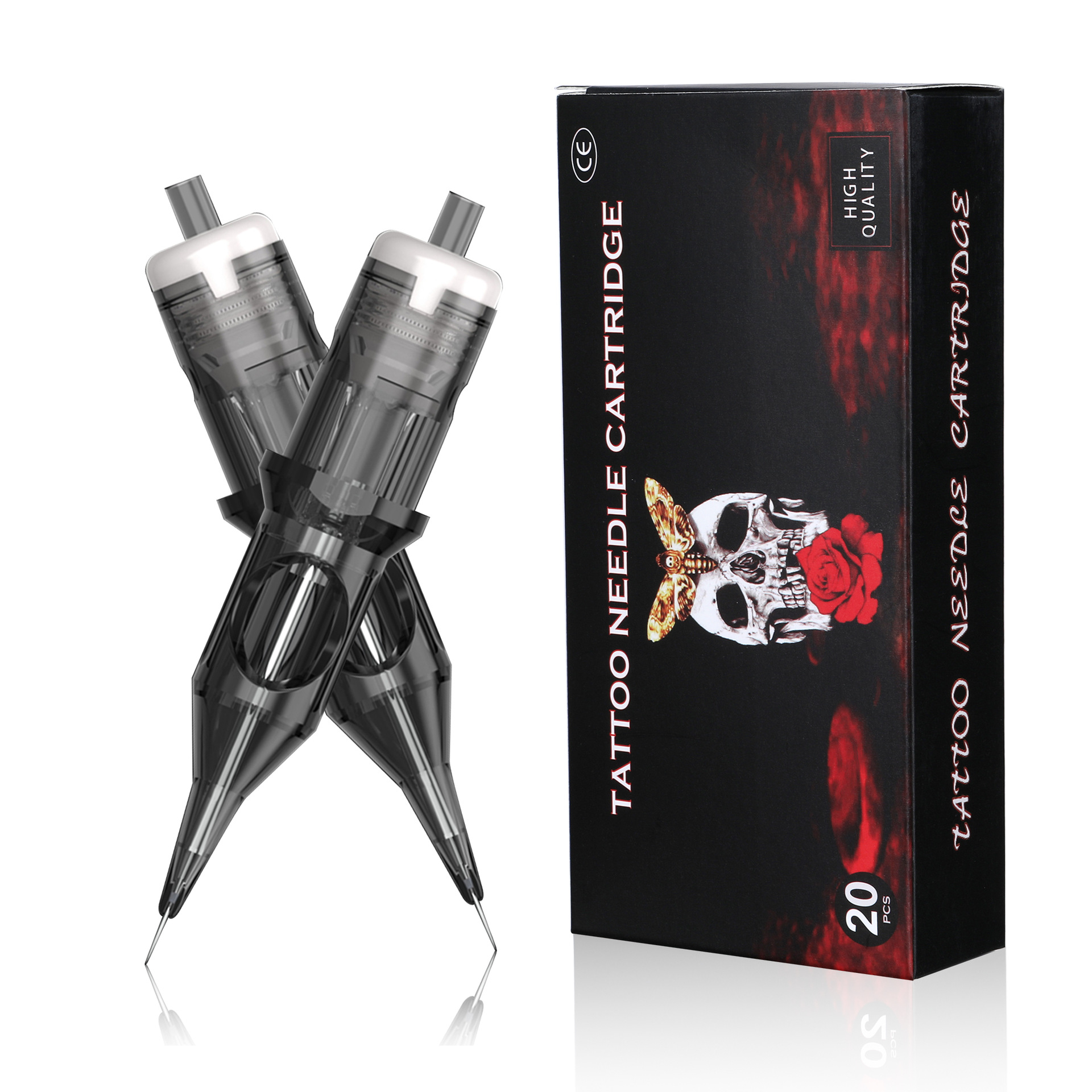 Transfronterizo tatuaje caliente integrado acupuntura cartucho de tinta verde máquina de aguja de tatuaje desechable de alta elasticidad aguja especial 20 piezas