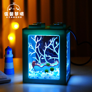 Small hut, seaweed, micro landscape, table creative aquarium, creative gift