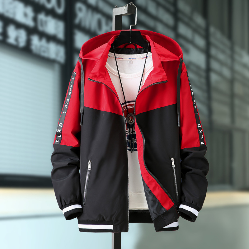 Fat Man Plus Fat Plus Plus Plus Youth Zipper Take-off Hat Jacket Coat Fashionable Loose Youth Handsome Jacket for Men