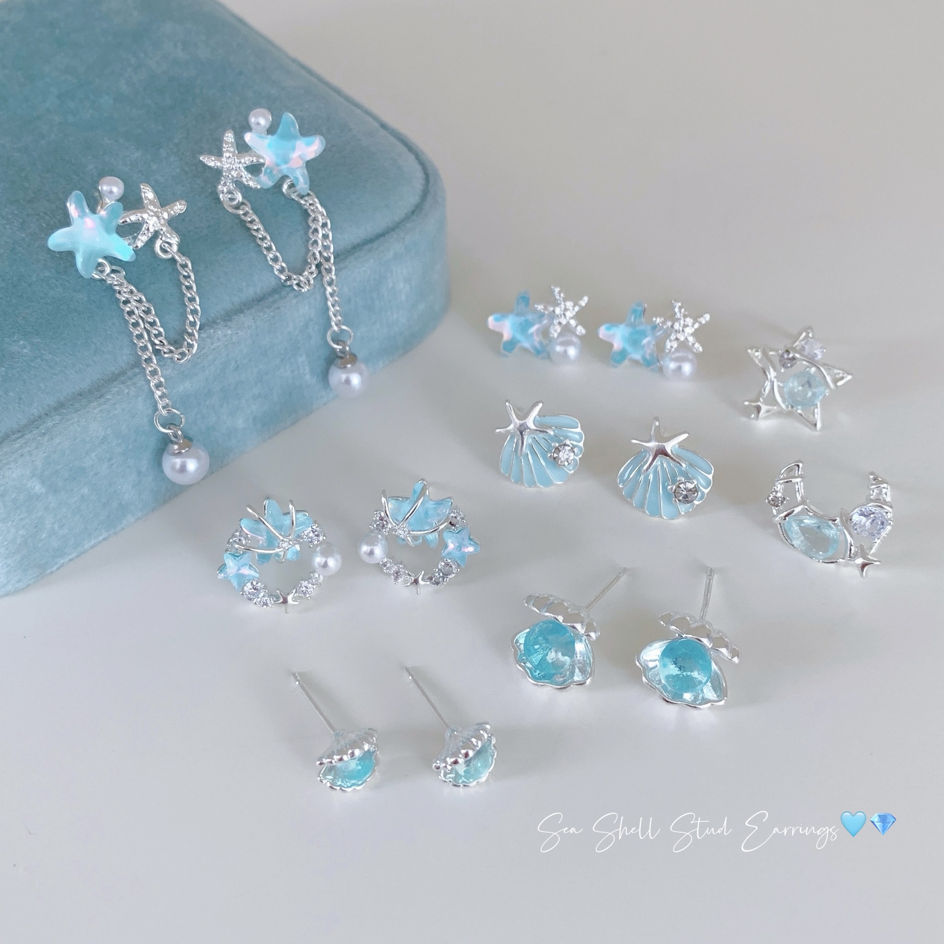 summer little fresh ocean xingx shell stud earrings large collection women‘s silver needle fishtail exquisite design tassel earrings