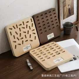 木质戒指托盘高级耐用复古不规则宽戒指收纳板放戒指品展示盘