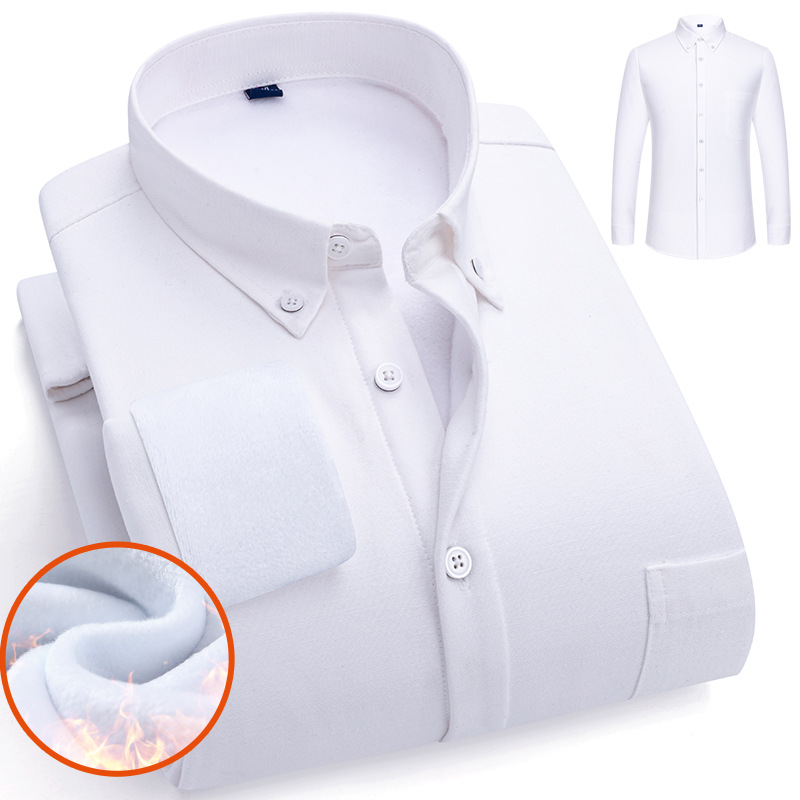 Otoño y invierno, camisa de manga larga caliente sin quemar, camisa informal de negocios de Oxford.