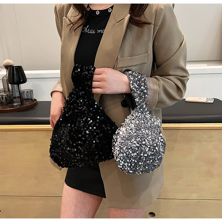 112g Weight Polyester Lining Material Sequins Fashion Element Open Closure Type Top Handle Strap Type Handbag, Evening Bag Bags Type Holiday, Party Occasion Sequin Material Solid Color Pattern All Seasons Season Women's Gender Vintage Style, Classic Style Style Square Shape Small Size Women's Small Sequin Solid Color Vintage Style Classic Style Sequins Open Evening Bag 17