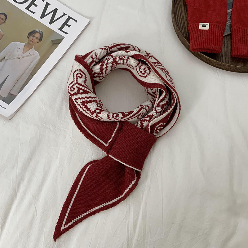Tejedido lana cruzada bufandas mujeres otoño invierno estilo coreano de protección de cuello universal decoración cálida toallas de orejas perezosas bufandas pequeñas