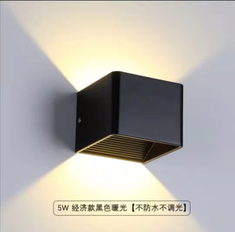 屋外防水ウォールランプ調光可能なコーナーホテル屋外双頭廊下外壁ランプ上下発光柱|undefined