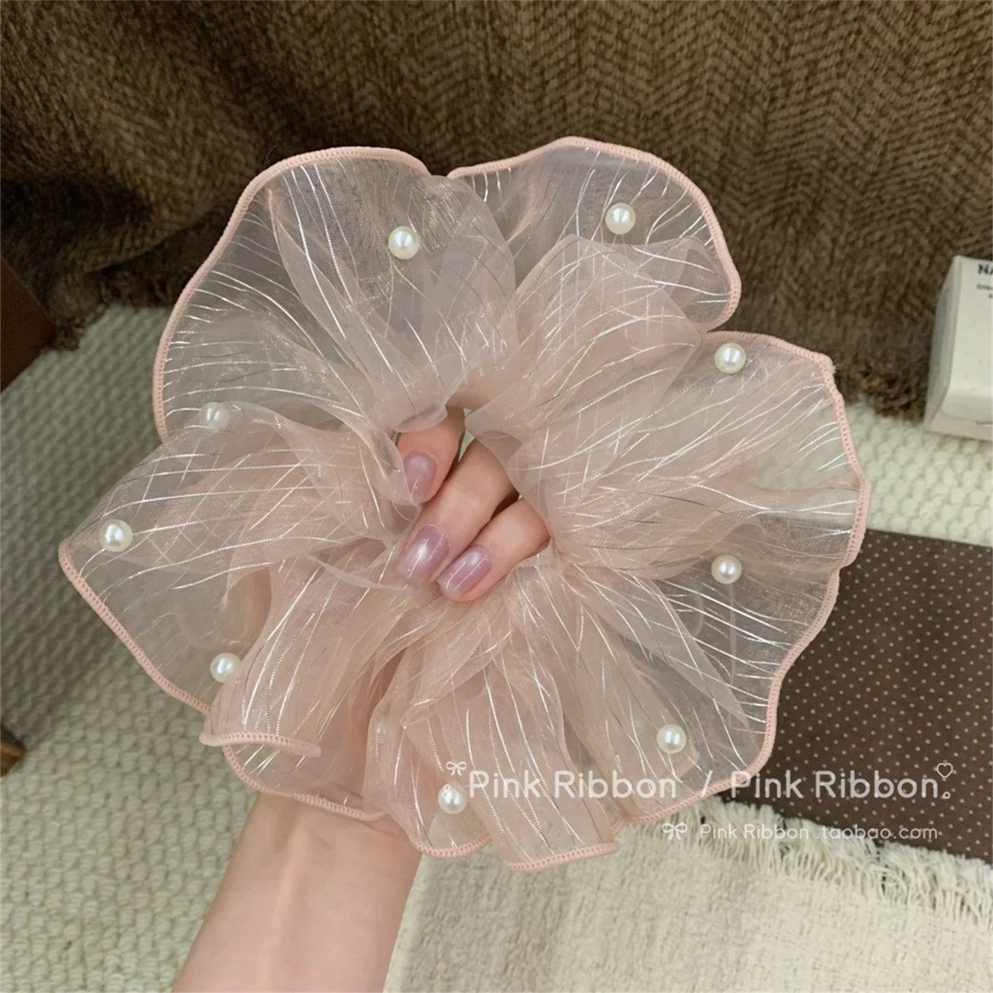 Cuerdas de cabello de viento pastoral pequeñas y altos valores faciales, anillo de cabello de intestino grande, sensación de una niña de banda de goma flácida, cuerdas de malla de banda de bola de cabeza