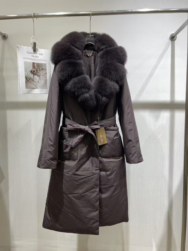 收腰中长款年轻时尚保暖2025冬季高端鹅绒服女狐狸毛领羽绒服外套|undefined