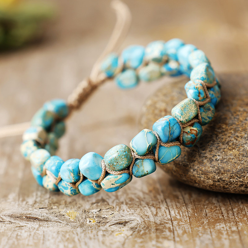 Cross-border Hot Sale Natural Stone Emperor Stone Beaded Handmade Woven Friendship Lover Bracelet Bohemian Bracelet Jewelry Cross-border Hot Sale Natural Stone Emperor Stone Beaded Handmade Woven Friendship Lover Bracelet Bohemian Bracelet Jewelry