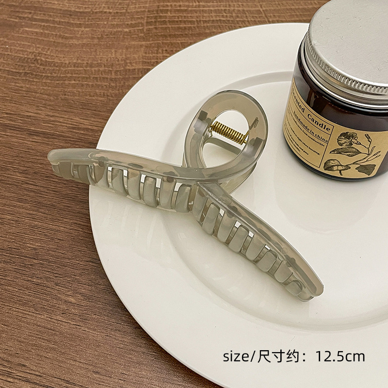 Milk Brown horquilla grande hacia atrás cabeza clip de pelo tocado de las mujeres principios de primavera de alto grado updo tiburón horquilla