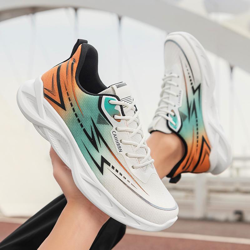2025 primavera y verano nuevos zapatos deportivos de malla degradado transpirable de suela gruesa todo fósforo casual ligero zapatos de hombre zapatos de moda