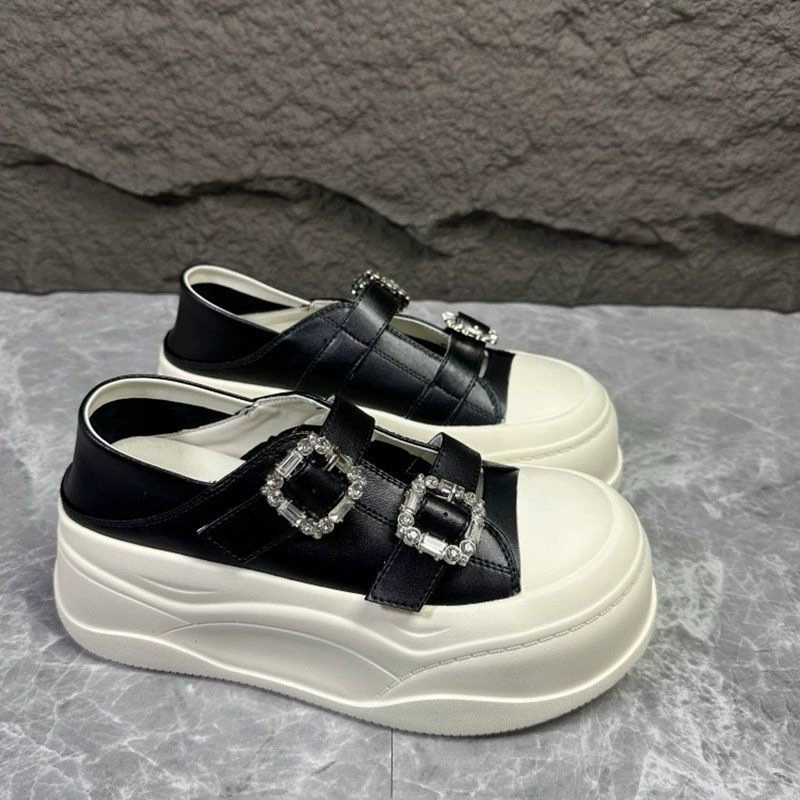 Женские летние кроссовки 2025 года, дышащие, универсальные, с круглым носком, на толстой белой подошве, с внутренней платформой 7 см.