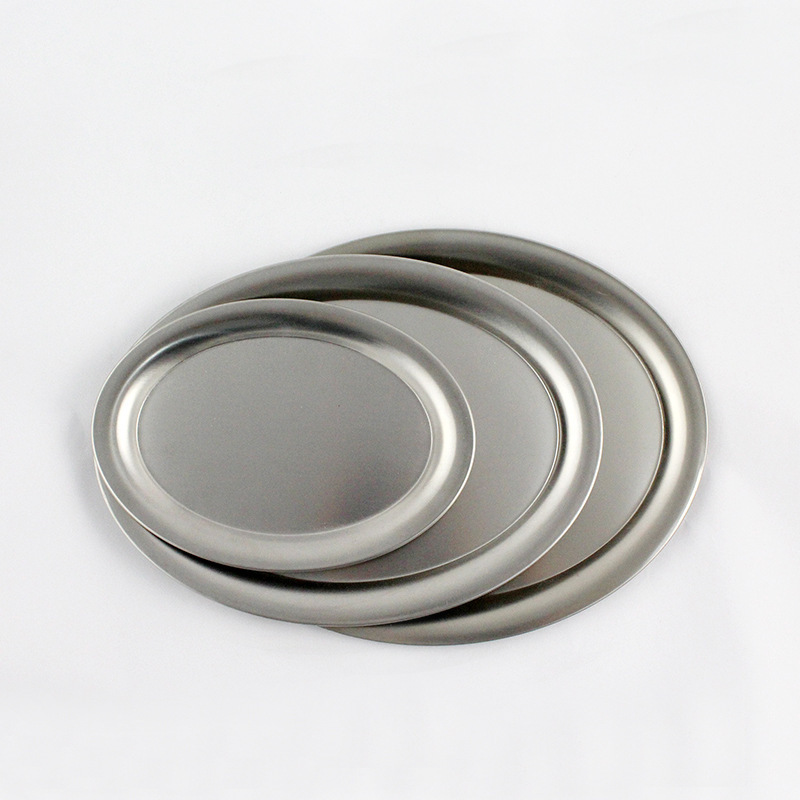 不锈钢304长方椭圆形餐碟子加厚酒店早餐托盘食物餐碟厂家批发