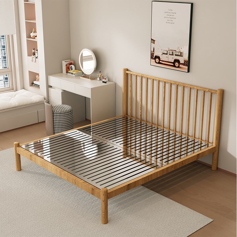 Zhiyi bedside oak color + stainless steel bed board