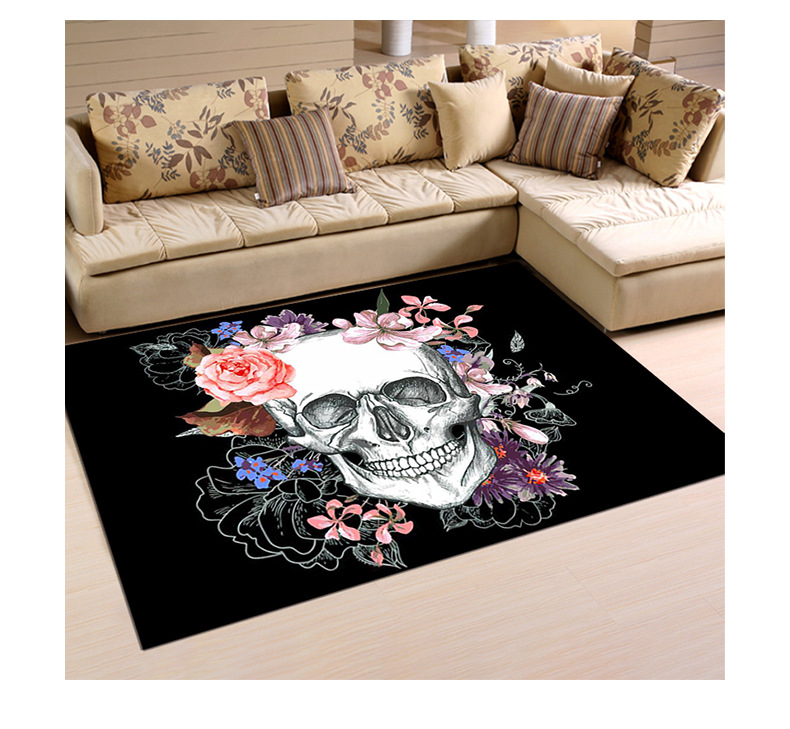 骷髅地毯,跨境地毯,客厅地毯,外贸地毯,地毯代发