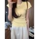 Milk Yellow Small Flying Sleeve Shoulder Knitted Short Sleeve Knitted Women's Summer Flying Sleeve Ice Silk Slim-fit Slimming Short Top