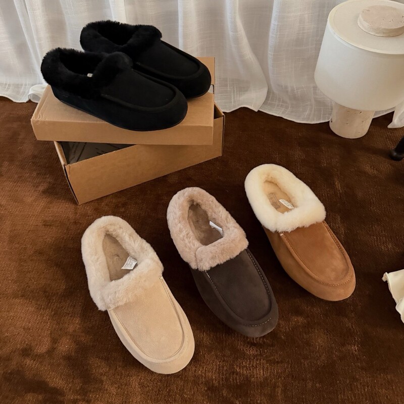Sangpo Snow Boots New Model Anzili Mule Leather and Fur Integrated Loafers for Home Warmth Wholesale and Export