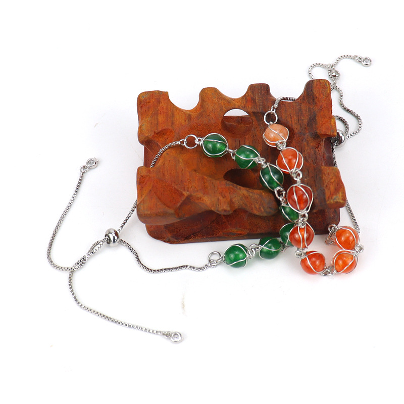 Simple Style Round Alloy natural stone Beaded Bracelets 1 Piece