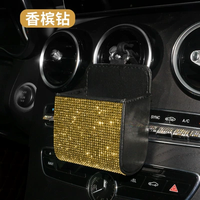Air Outlet Lambskin Storage Box — Car storage bag/box - champagne-diamond