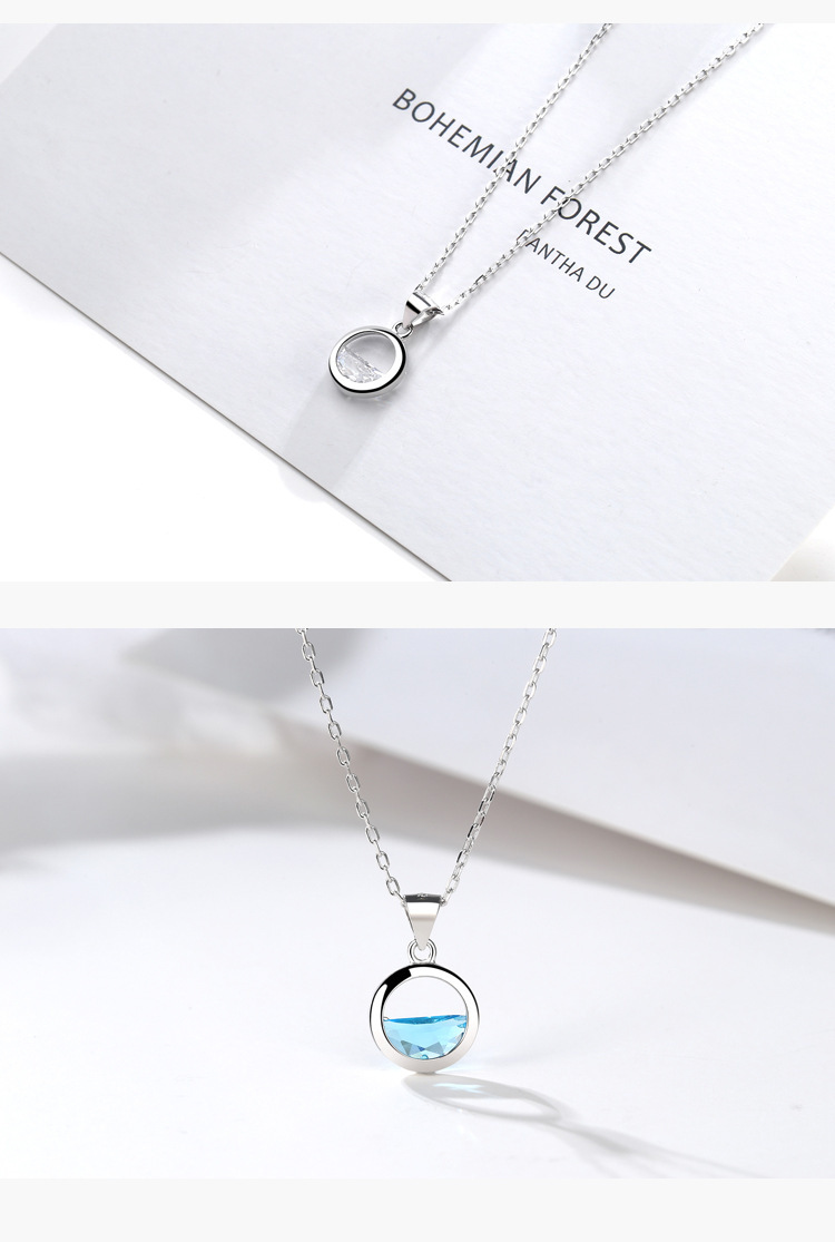 Wholesale Ins Style Artistic Round Sterling Silver Gem Pendant Necklace display picture 1