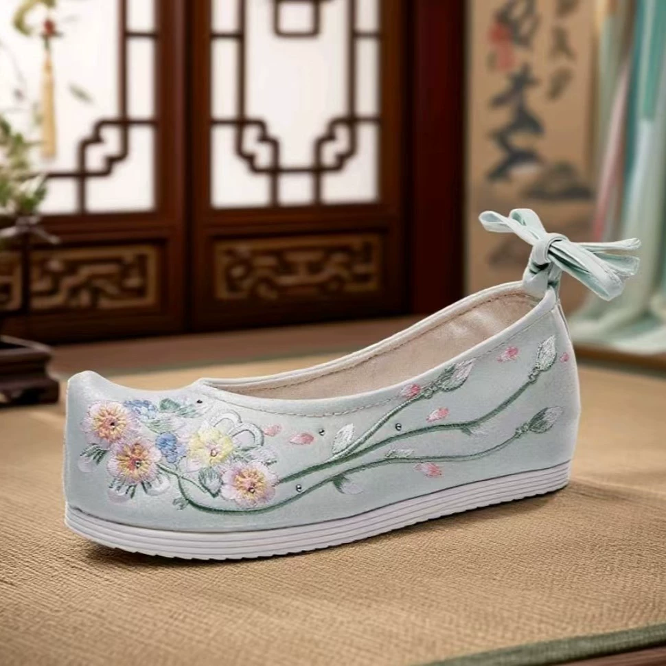 Арочная обувь Обувь Hanfu Одиночная обувь/Хлопковая Подушка на подкладке Античный древний костюм Подушка Обувь с подушкой Тканевая обувь с вышивкой Женская обувь