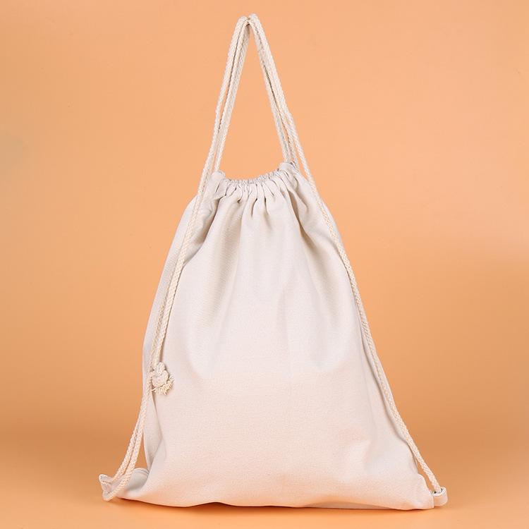 厂家直供棉帆布抽绳束口袋  男女学生书袋双肩背包 运动抽口袋