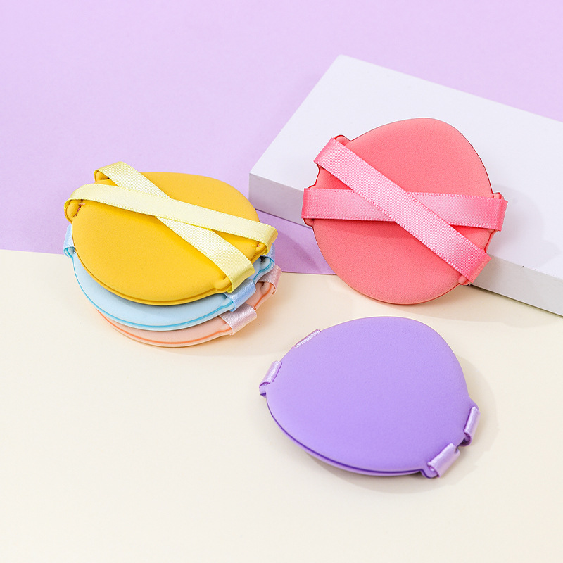 Personalizada doble cinta polvo no comer polvo q bala seca y húmeda doble uso marshmallow triangular esponja impresión logotipo forma