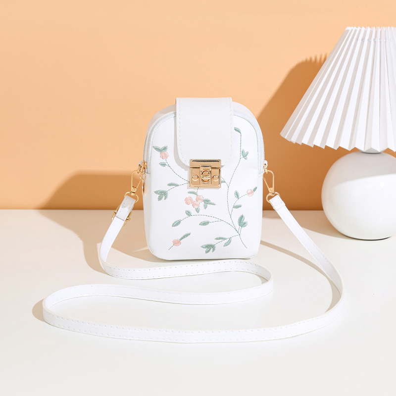 Bolso de mujer 2025 moda casual versátil bordado cierre cremallera bolso de hombro vertical bolso de teléfono móvil mochila image 6