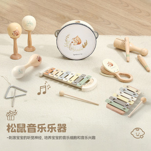 Orff Musical Instrument Baby Early Education Hearing Exercise Wooden Soothing Percussion Wind Chime Children's Music Toy
