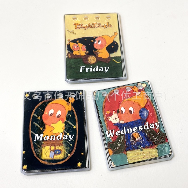 多孔亚克力星星人印花卡牌日历片片diy手工饰品手机钥匙包链材料|undefined
