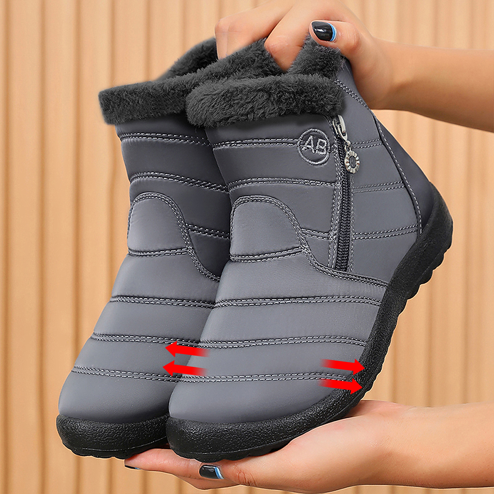 Zapatos de algodón de invierno de mujer procesamiento único de poliuretano personalizado botas de algodón transfronterizas de tamaño grande más vello grueso botas de nieve cálidas
