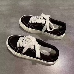 大紅色帆布鞋女2025秋季新款百搭學生鞋子女厚底透氣薄款小眾板鞋