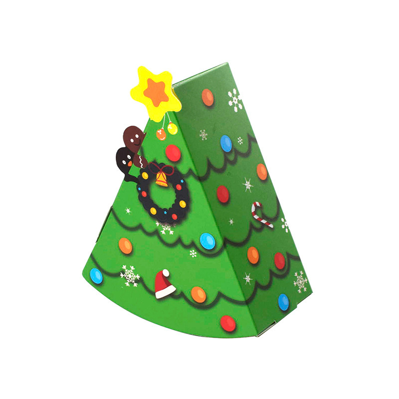 クリスマスクリスマスツリー造形カラーギフト包装箱スポット創造三角形立体キャンディー包装箱|undefined