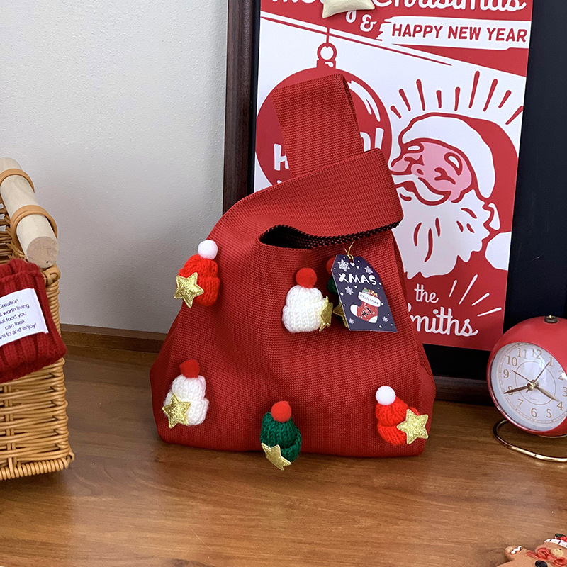 Bolsas de tejido de Navidad al por mayor bolsas de regalo de Nochebuena bolsas de dulces bolsas de regalo de empresa bolsas de mano creativas