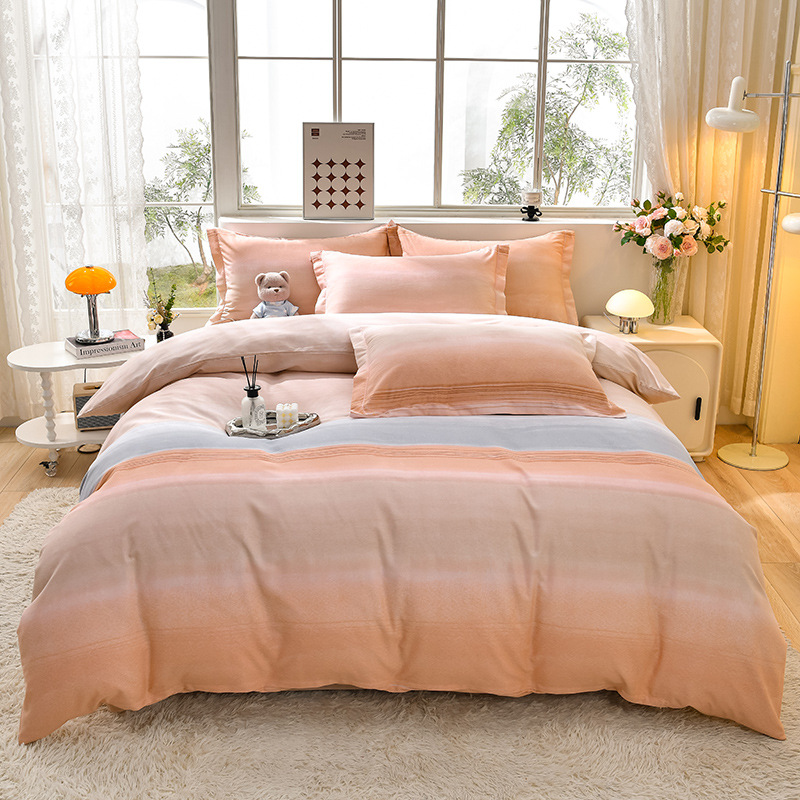 Copripiumino e lenzuolo da letto in puro cotone spazzolato semplice di classe A, set da tre pezzi per regalo di compleanno o per eventi._voghion.com