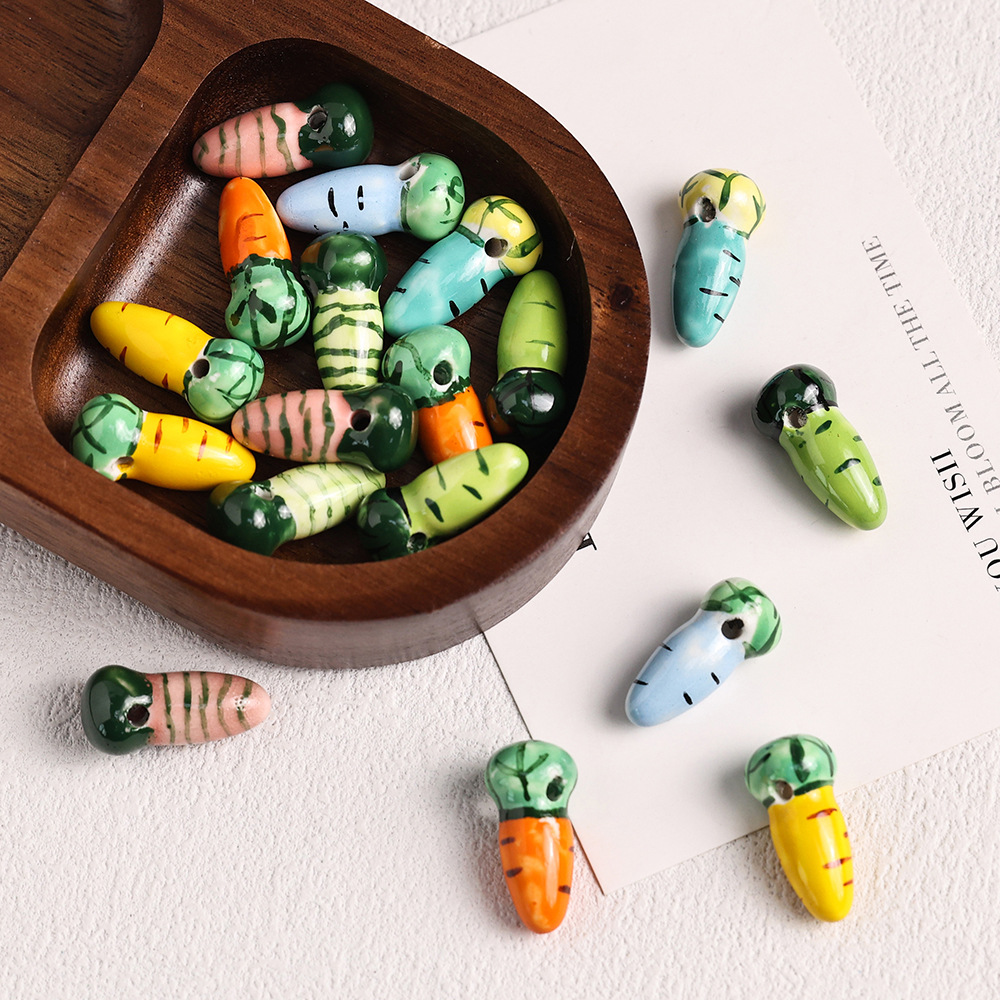 Cute ceramic carrot beads