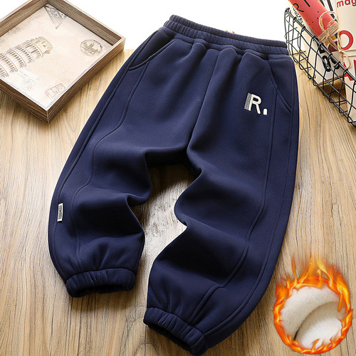 Children's Autumn/Winter Pants for Boys - Padded Knit Pants - New Arrival for Middle/Big Kids - Fashion One-Piece Knit Long Pants