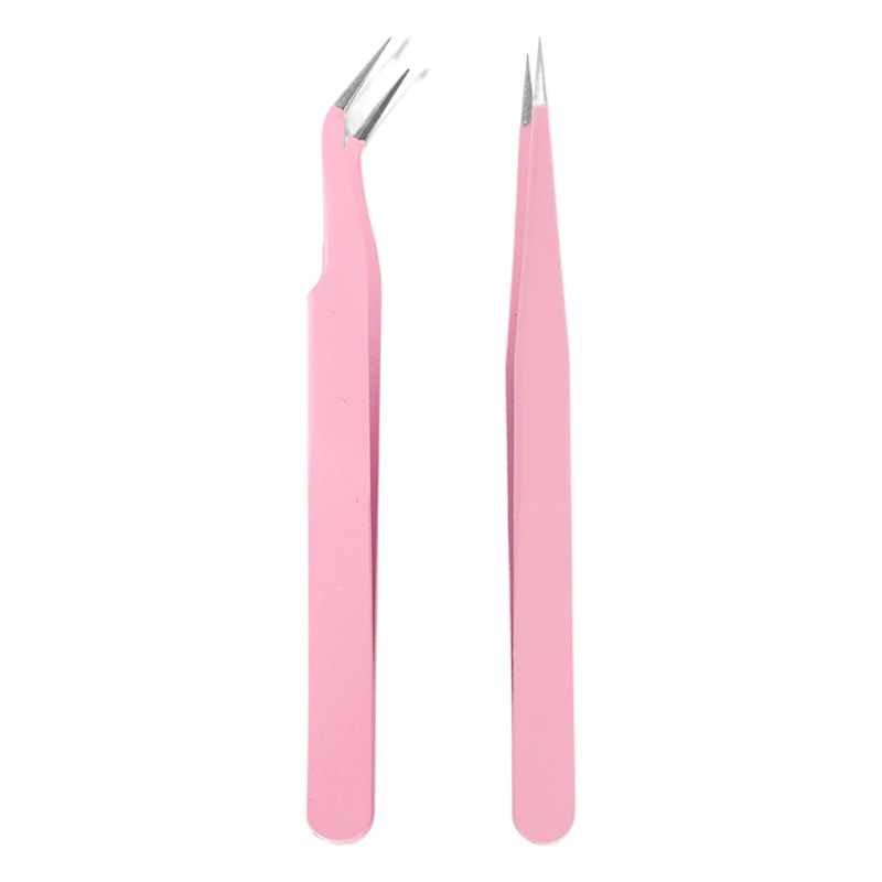 Herramientas de uñas codo pinzas rectas macaron color Antiestático de precisión mano cuenta pinzas de taladro herramienta clip