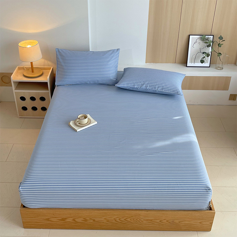 Pure Cotton Thickened Fitted Sheet Single Piece Full Cotton Bed Cover Non-Slip Dust Cover Full Wrap Mattress Protector