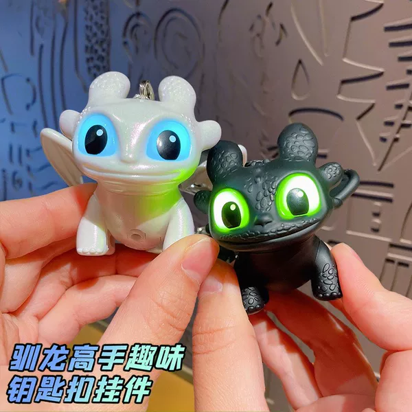 New Style How to Train Your Dragon Toothless Pendant, Night Fury Wing-Moving Keychain, Creative Desktop Ornament, Glowing Toy
