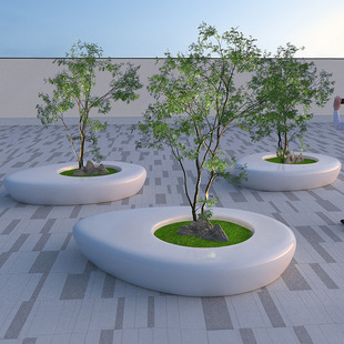 Fiberglass Flower Pots, Commercial Display Flower Boxes, Modern Simple Vase Ornaments, Round Flower Beds, Sales Office Flower Tanks and Flower Pools