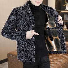 豹纹毛呢大衣男士冬季痞帅短款呢子加绒加厚潮流翻领夹克青年外套