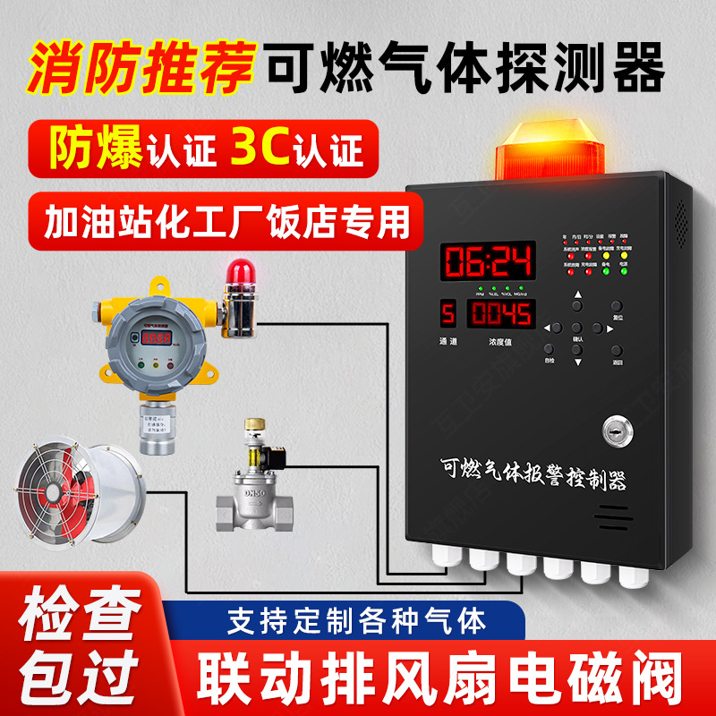 工业可燃气体探测报警器防爆天然气液化气油漆气体浓度检测仪商用
