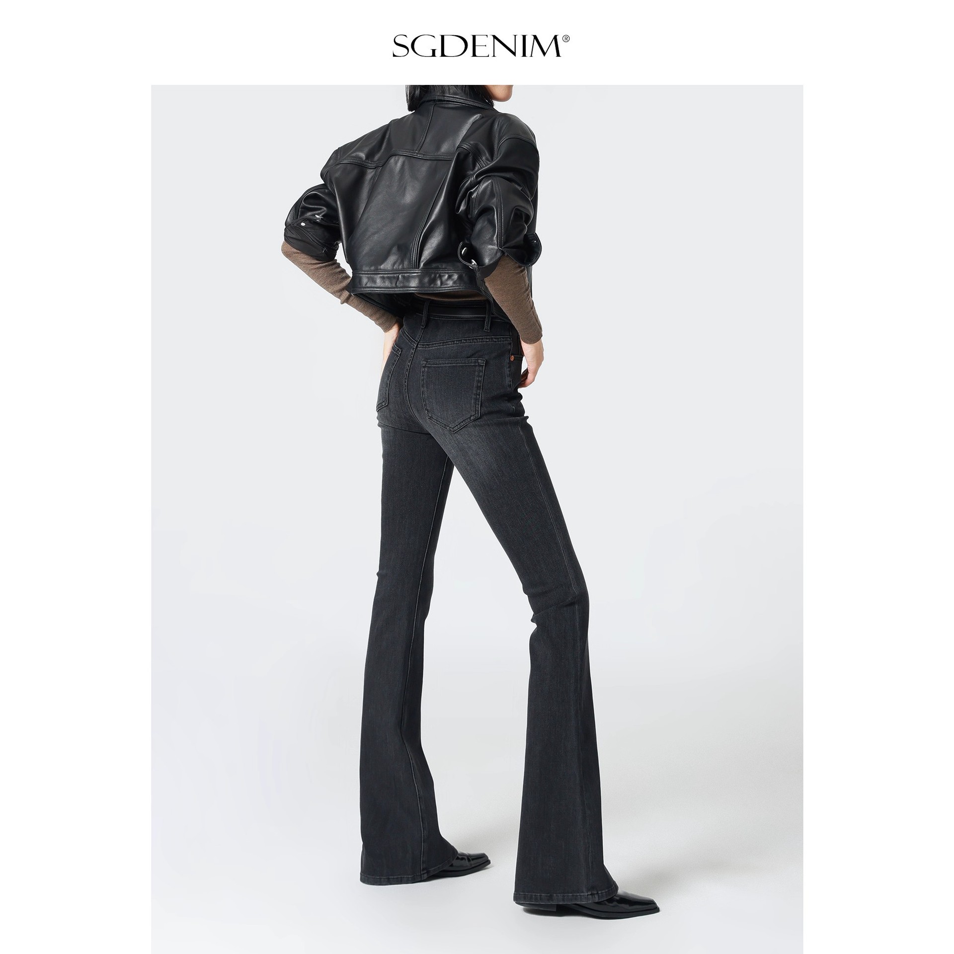 Supermodel Pants/Jumbo Slimming Black and Gray High-Waisted Flared Jeans for Women, Stretchy and Tight-Fitting, Butt-Lifting, Autumn 2025 Style